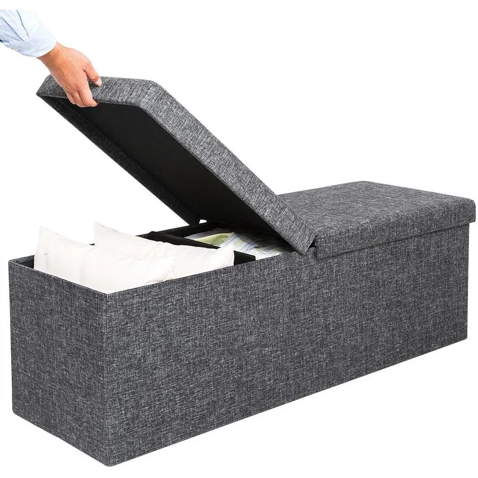 Faltbarer Sitzkasten mit Klappdeckel dunkelgrau - 115x38x38cm - 0
