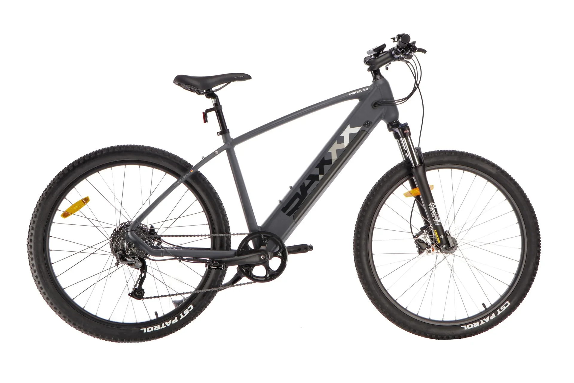Unisex Mountain E-Bike, 27,5 Zoll, Rahmenhöhe 47 cm, 9-Gang Kettenschaltung, Blaugrau, Garmisch - 0