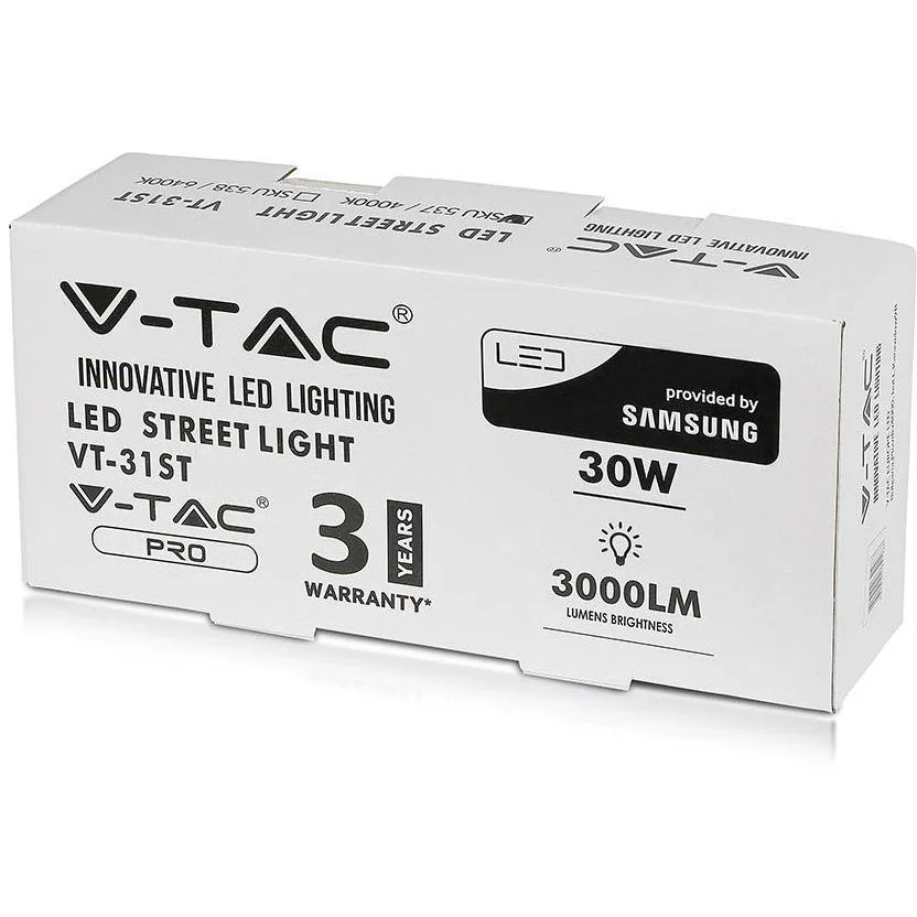 VT-31ST LED-Straßenbeleuchtung - 30W - 3000 Lumen - 4000K - 1