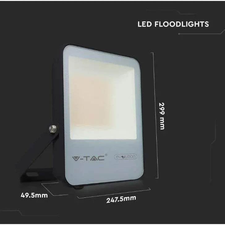 VT-100185 LED-Flutlicht - 100 W - 13700 Lm - 4000K - Schwarz - Extra effizient - 7