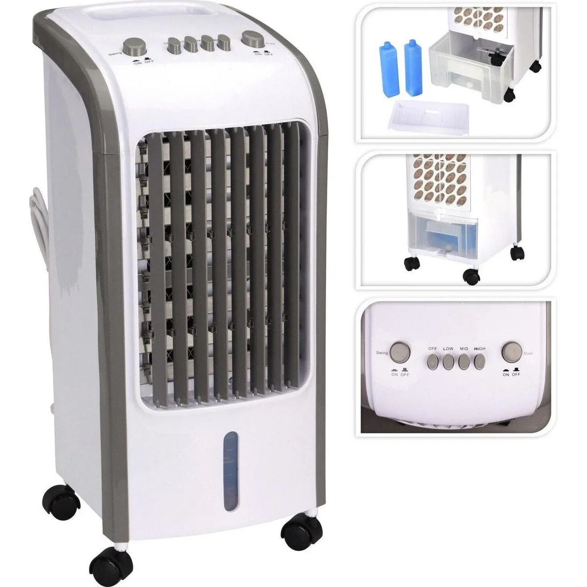 Excellent Electrics Aircooler - Luftkühler - 3.5L- 80 Watt - Pfeift leise - 3 Positionen - Mit Kühlelementen - 2