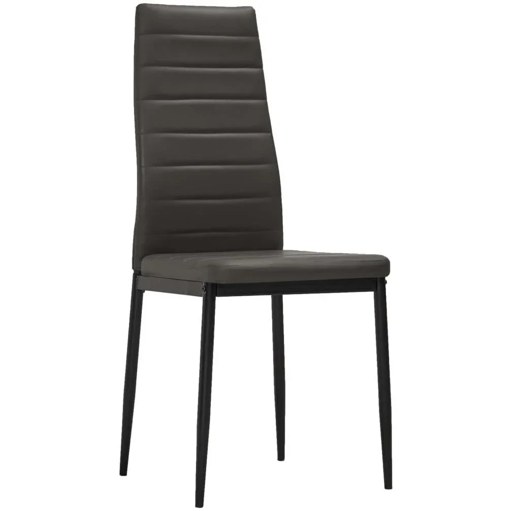 Esszimmerstühle 4-Sitzer Leder grau - 3