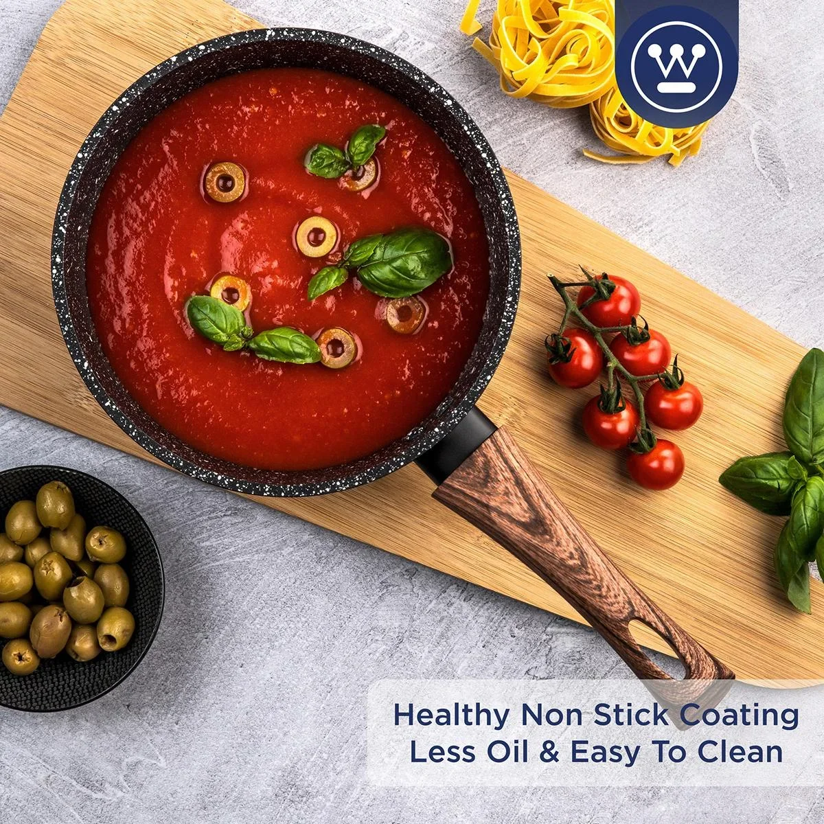 Kochtopf Ø18 cm Schwarzer Marmor Holz - 4