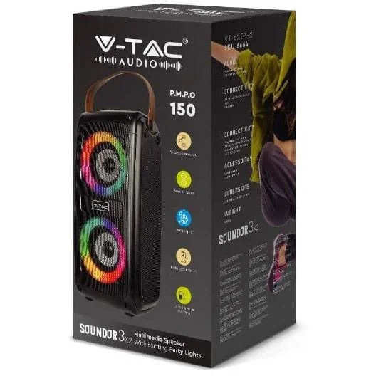 VT-6203-2 Mobiler Lautsprecher mit Bluetooth und RGB - 2x 10W - 2