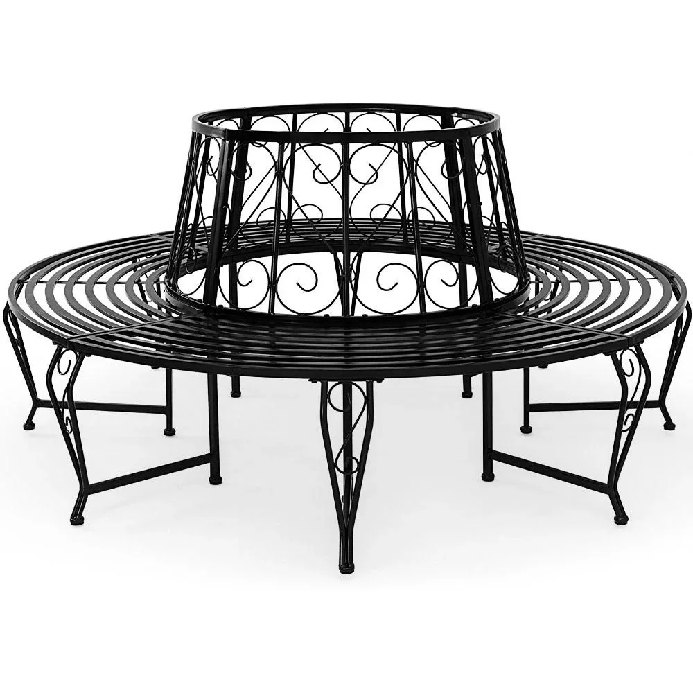 Baumbank - Gartenbank - Schwarz - Metall - Ø160 cm - 0