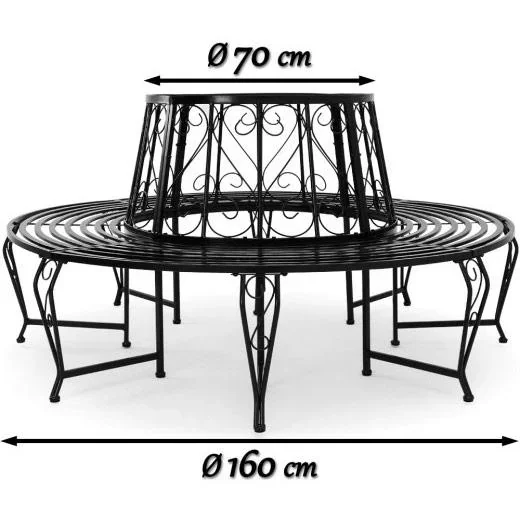 Baumbank - Gartenbank - Schwarz - Metall - Ø160 cm - 1