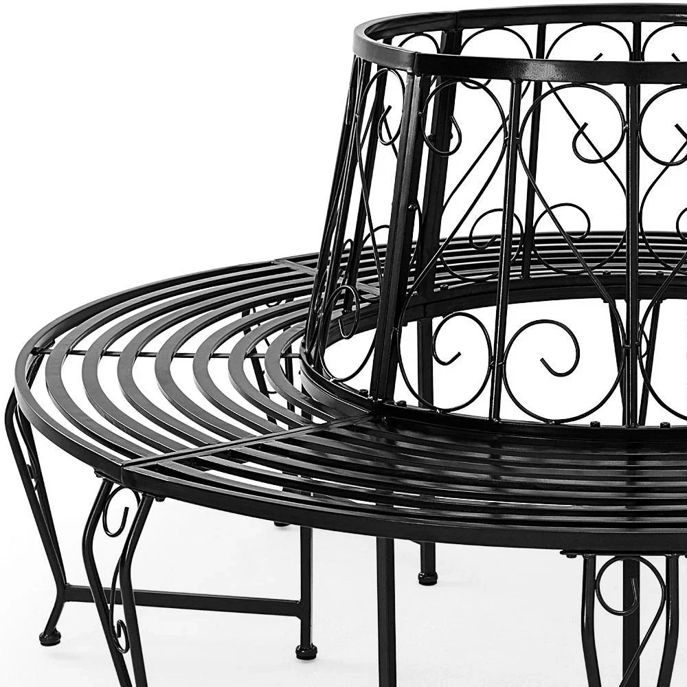 Baumbank - Gartenbank - Schwarz - Metall - Ø160 cm - 2