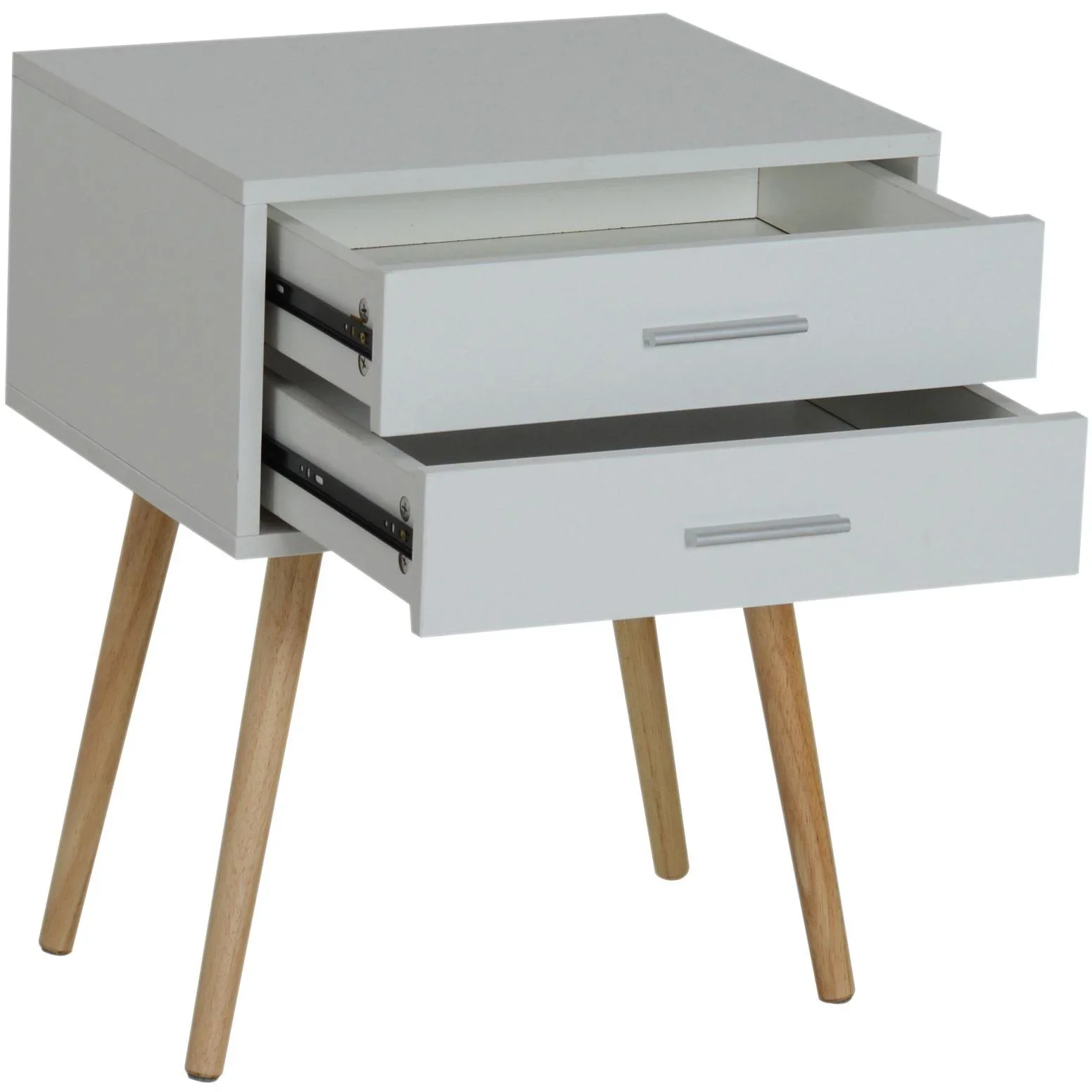 Nachttisch Nachtschrank Nachtkommode Konsole Beistelltisch 2 x Schublade Holz 48 x 40 x 60 cm - 3