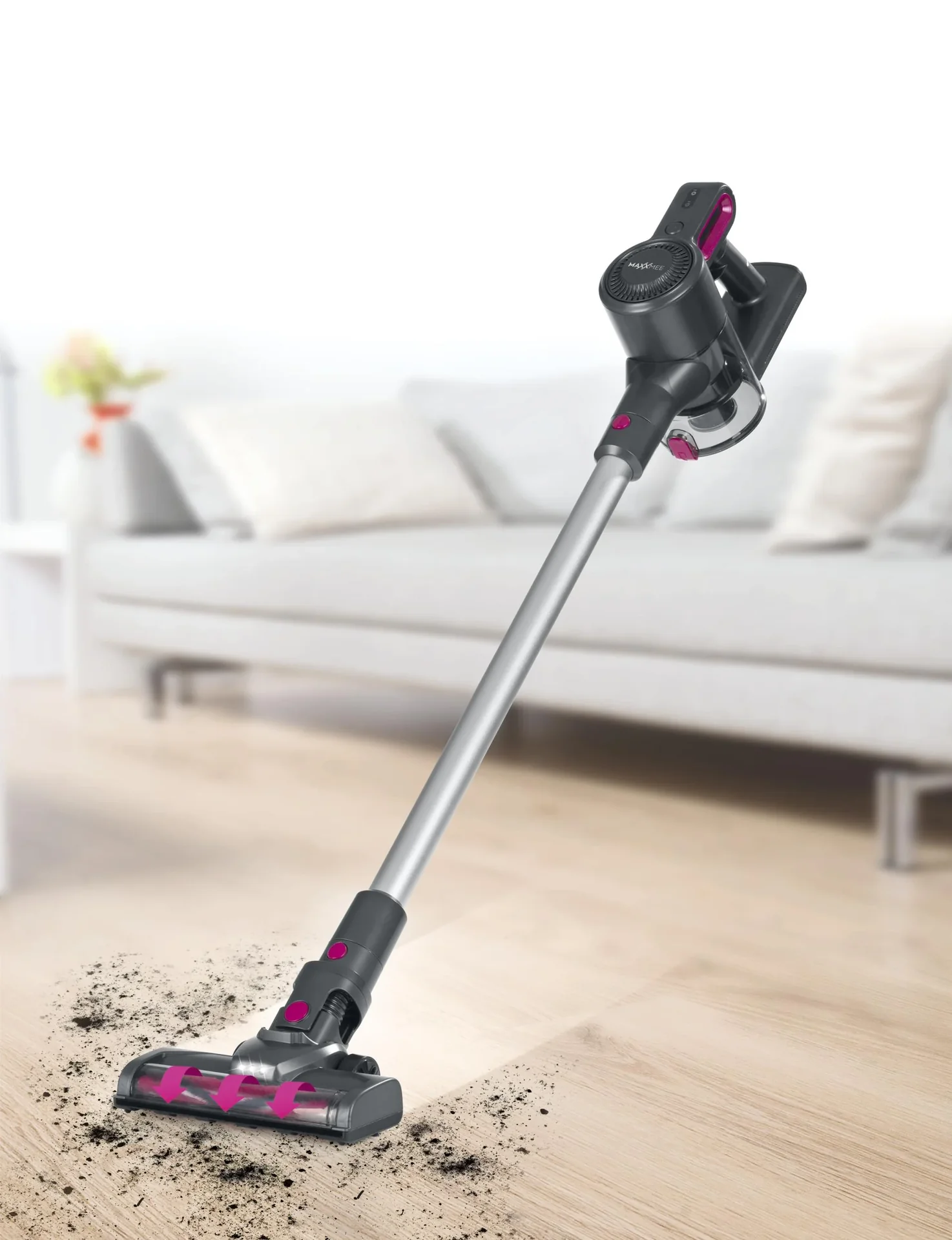 Akku-Hand- und Bodenstaubsauger, Saugkraftregulierung, 3-fach-Filter, mit Wandhalterung und LED-Beleuchtung, 150 Watt - 5