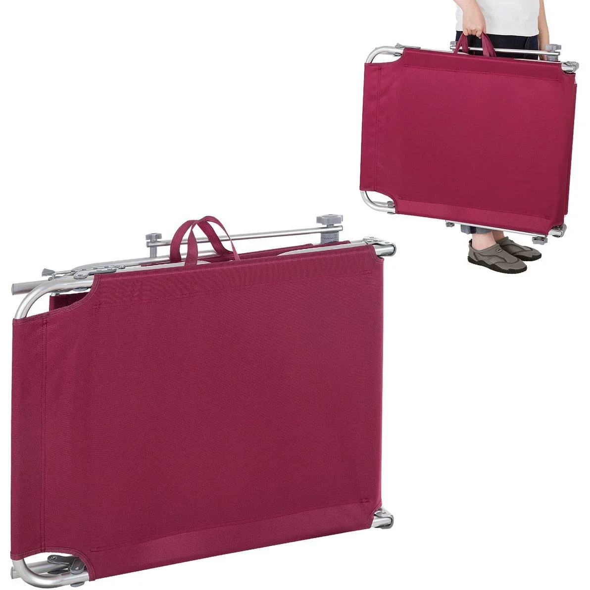 Liegestuhl 'Ibiza' mit Schiebedach Aluminium rubinrot 190 x 59 x 29cm - 3