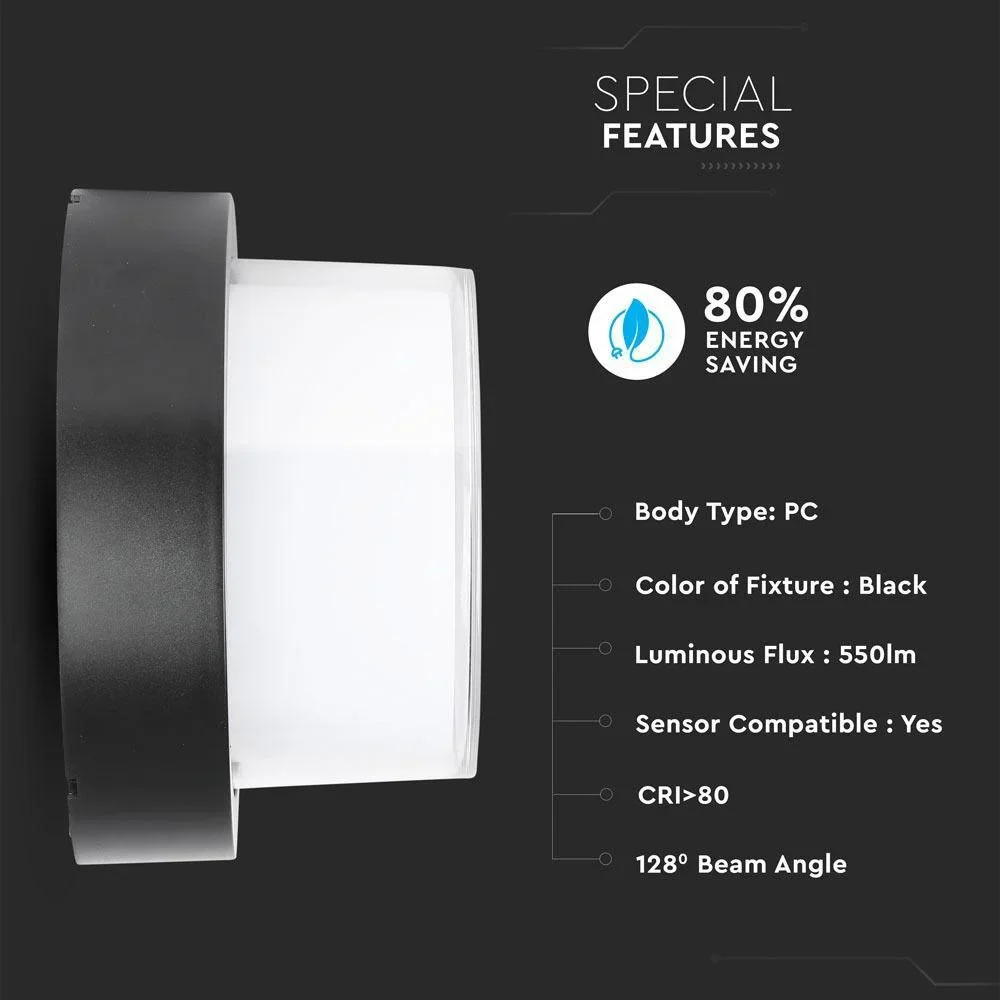 VT-831 LED-Wandleuchte - 7W - 3000K - 400 Lumen - Schwarz - Rund - 4