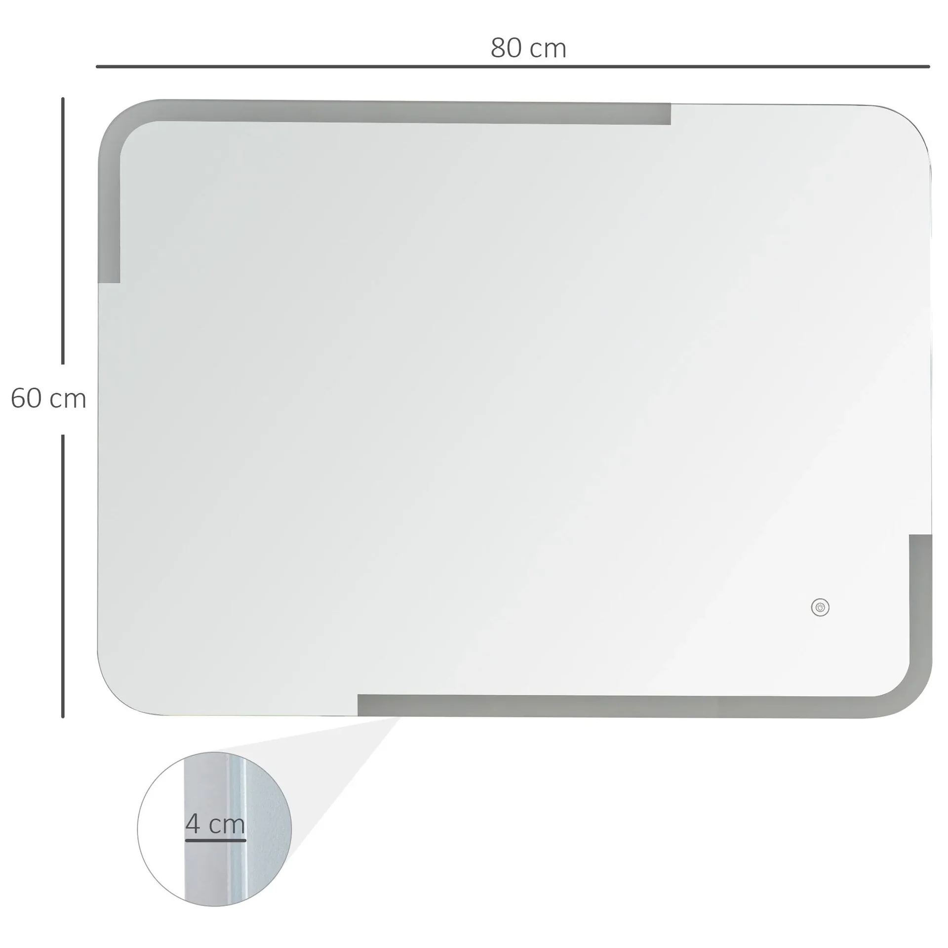 Badezimmerspiegel mit LED-Touch-Beleuchtung, weiß - 2