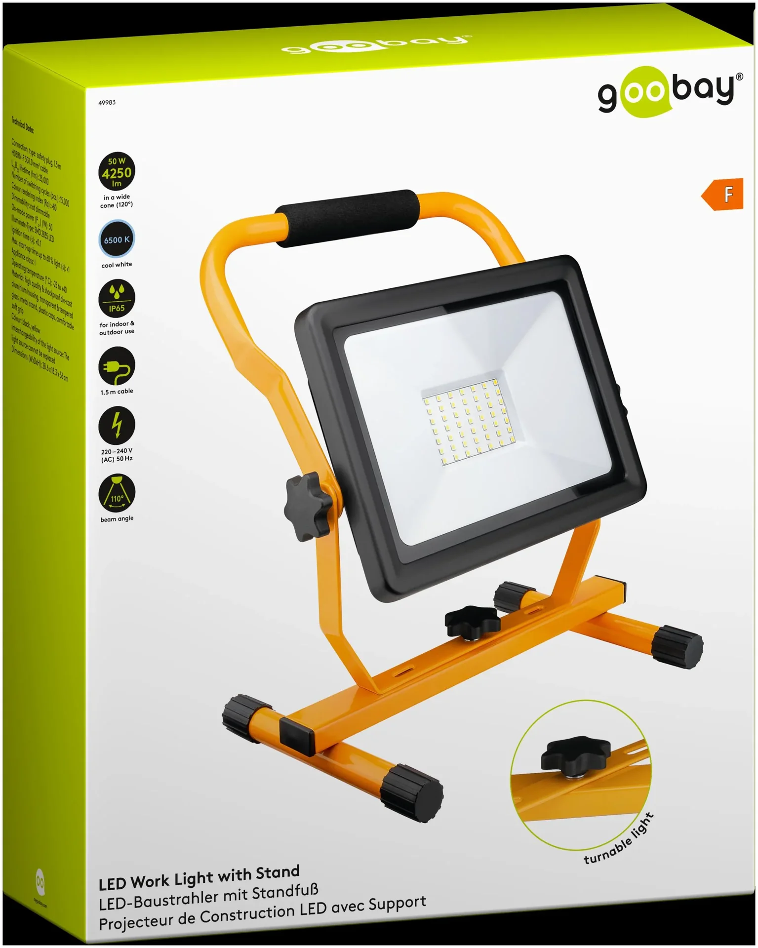 50W LED Baustrahler Fuß KW 4250LM - 1