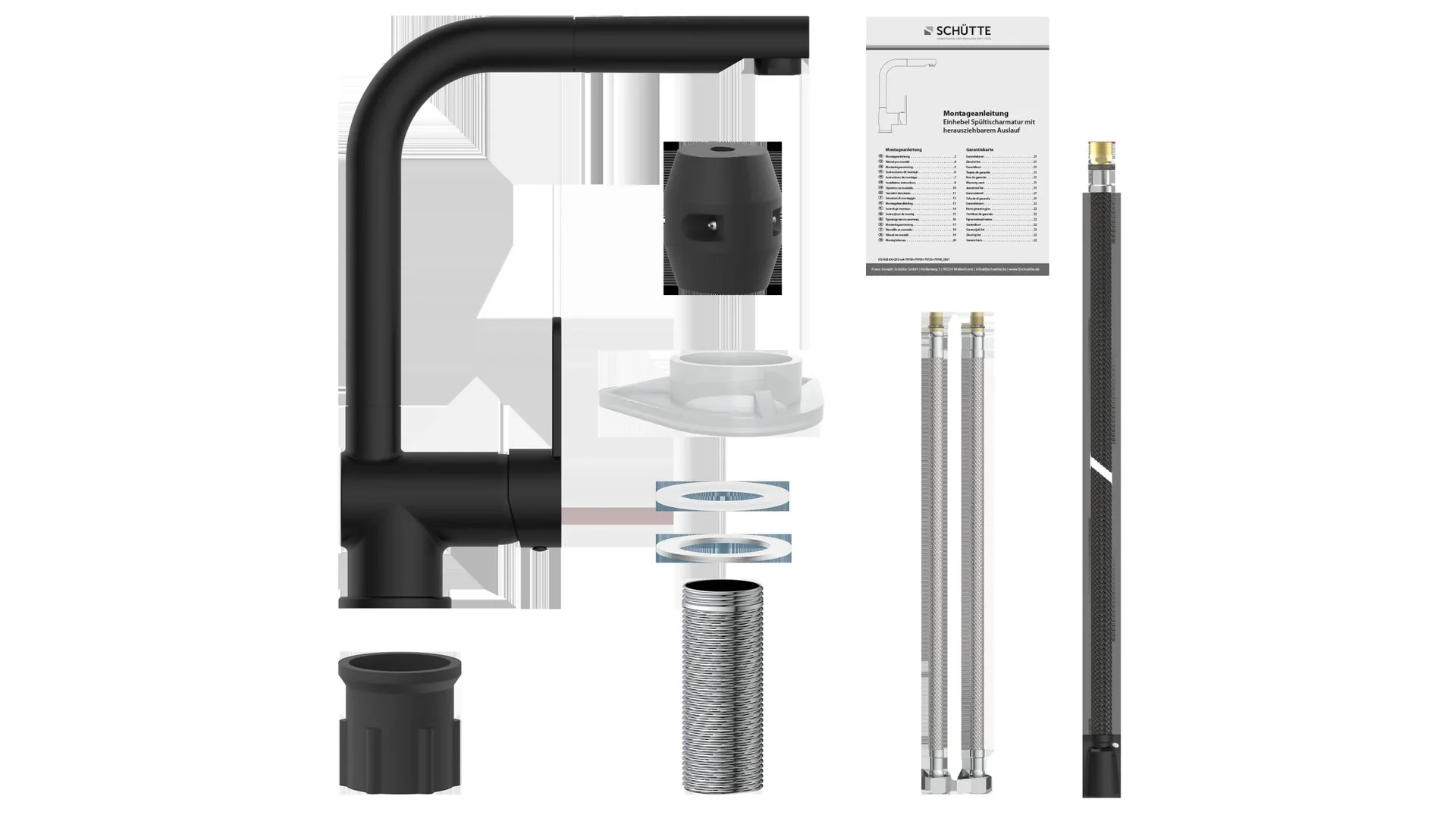 Spültischarmatur "LONDON", mit herausziehbarem Auslauf, Schwarz matt - 0