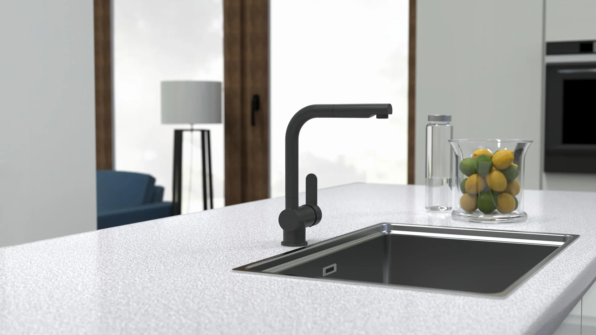 Spültischarmatur "LONDON", mit herausziehbarem Auslauf, Schwarz matt - 4
