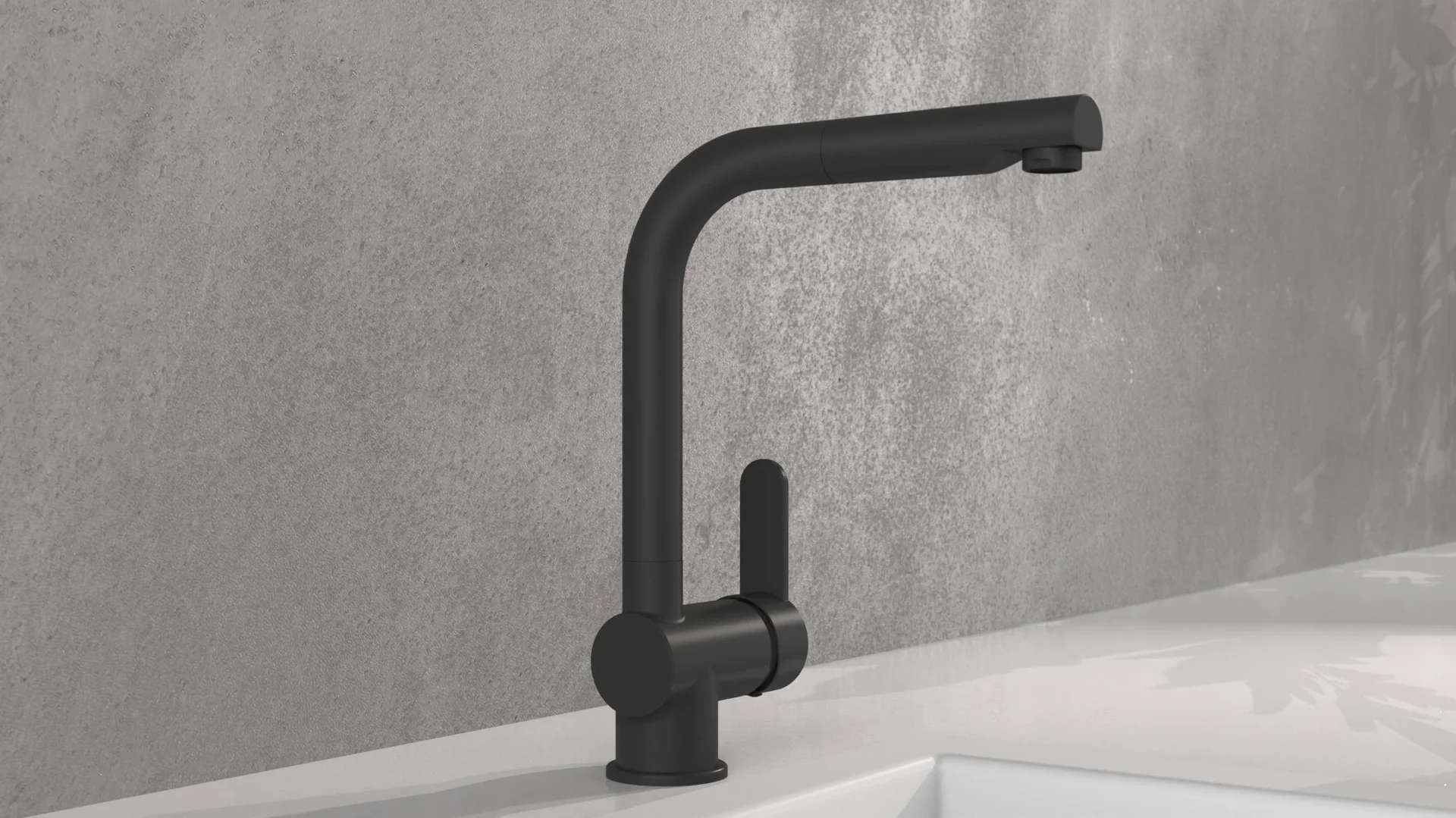 Spültischarmatur "LONDON", mit herausziehbarem Auslauf, Schwarz matt - 6