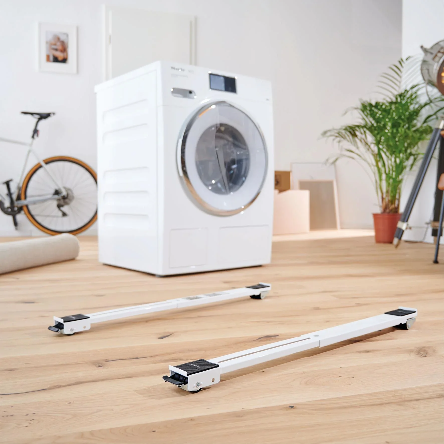 Transportschiene MM 1198 2 teilig, 45-70 cm, ausziehbar, 3 Lenk- & 3 Bockrollen Ø 30 mm, Feststeller, Tragkraft 125 kg - 3