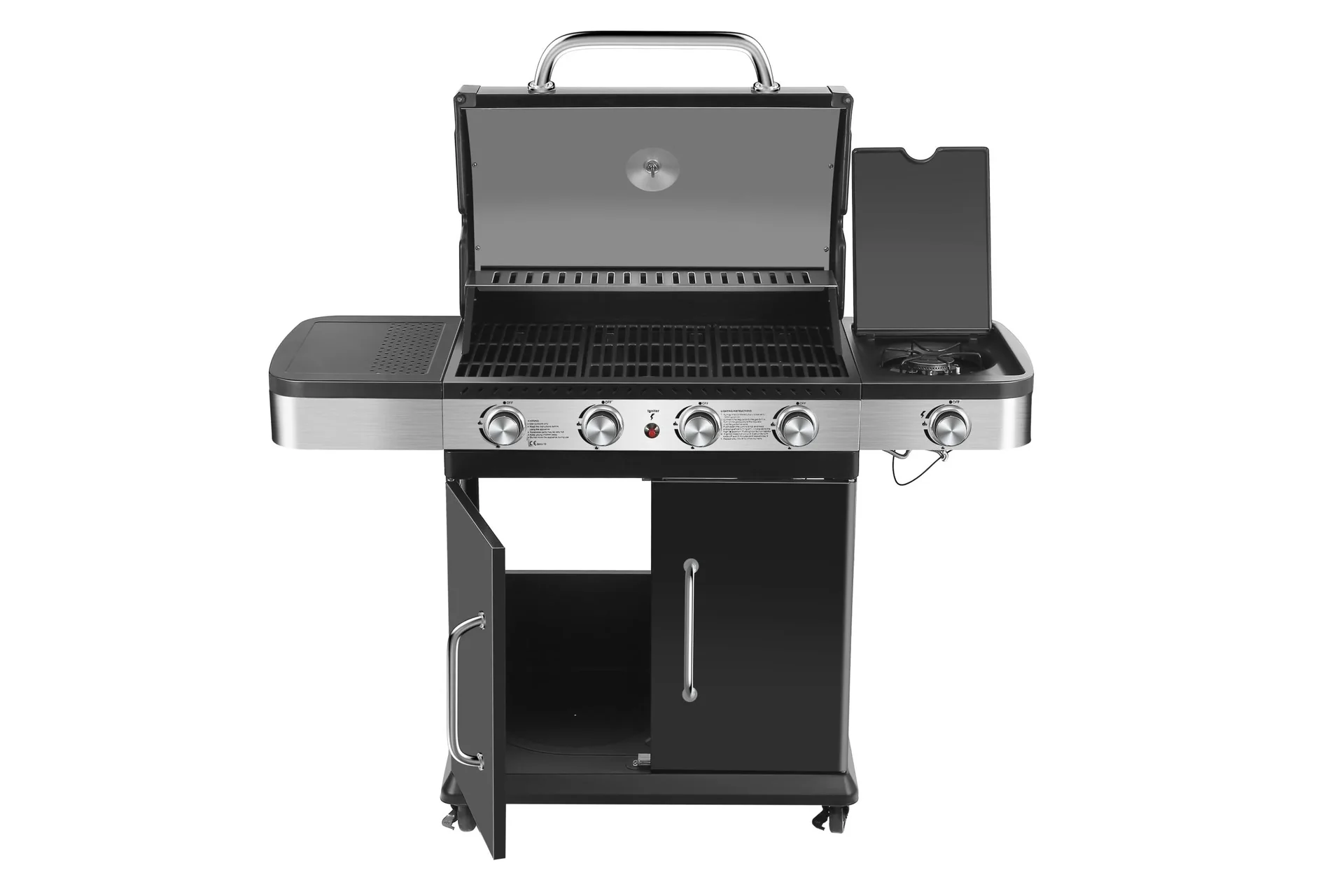 Gasgrill / Grillwagen Burlington 4 Hauptbrenner +1 Seitenbrenner, Grillfäche 70 x 42 cm - 1