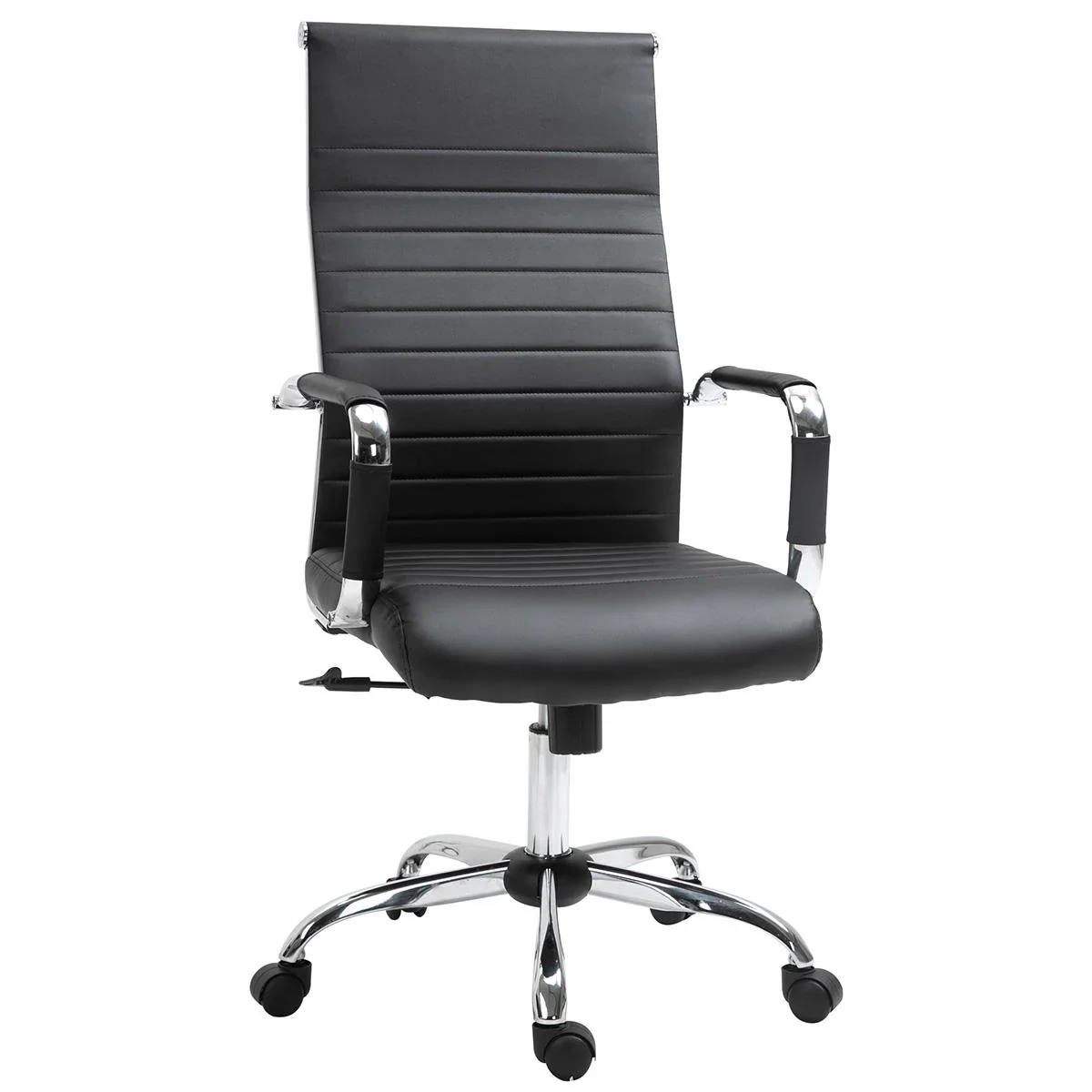 Bürostuhl Gaming Drehstuhl Chefsessel Wippfunktion höhenverstellbar gepolstert ergonomisch PU-Leder Schaumstoff Schwarz - 1