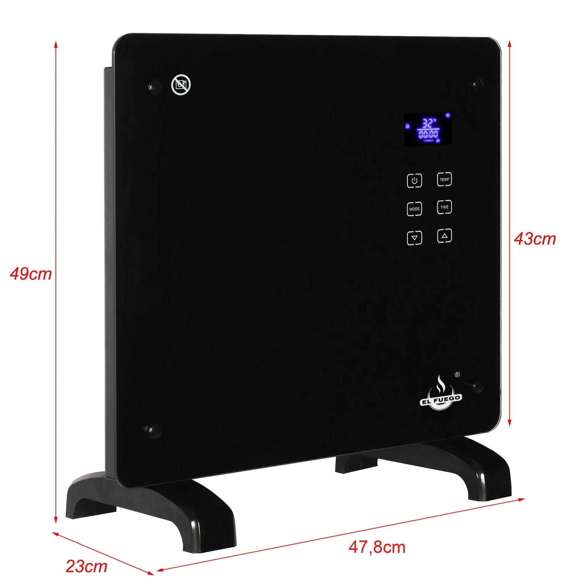 Glaskonvektor, schwarz, 1000 W - 2