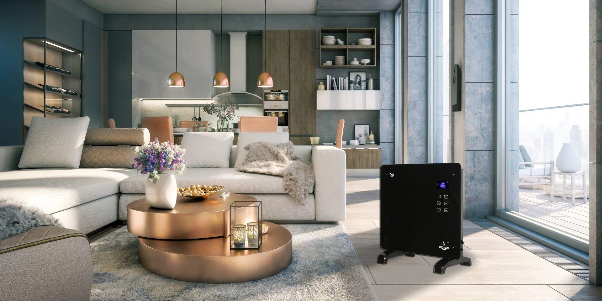 Glaskonvektor, schwarz, 1000 W - 6