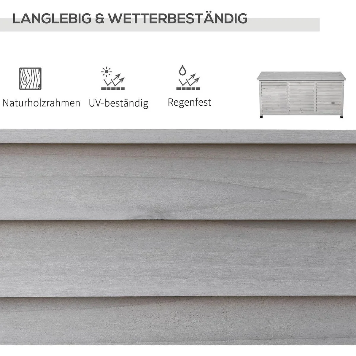 Gartenschrank Gerätehaus Gerätescharank wasserbeständig Tannenholz dauerhaft große Raum 127 x 56 x 60 cm Grau - 2