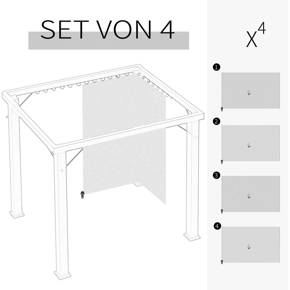 4 Seitenteile für 3x3 m Pavillon m - 2