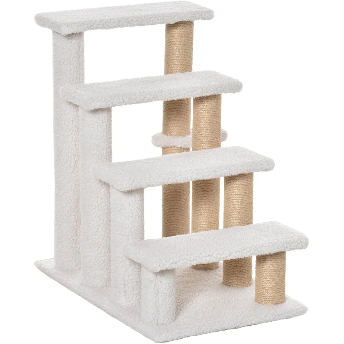 Haustiertreppe mit Krätzsäulen weiß - 1