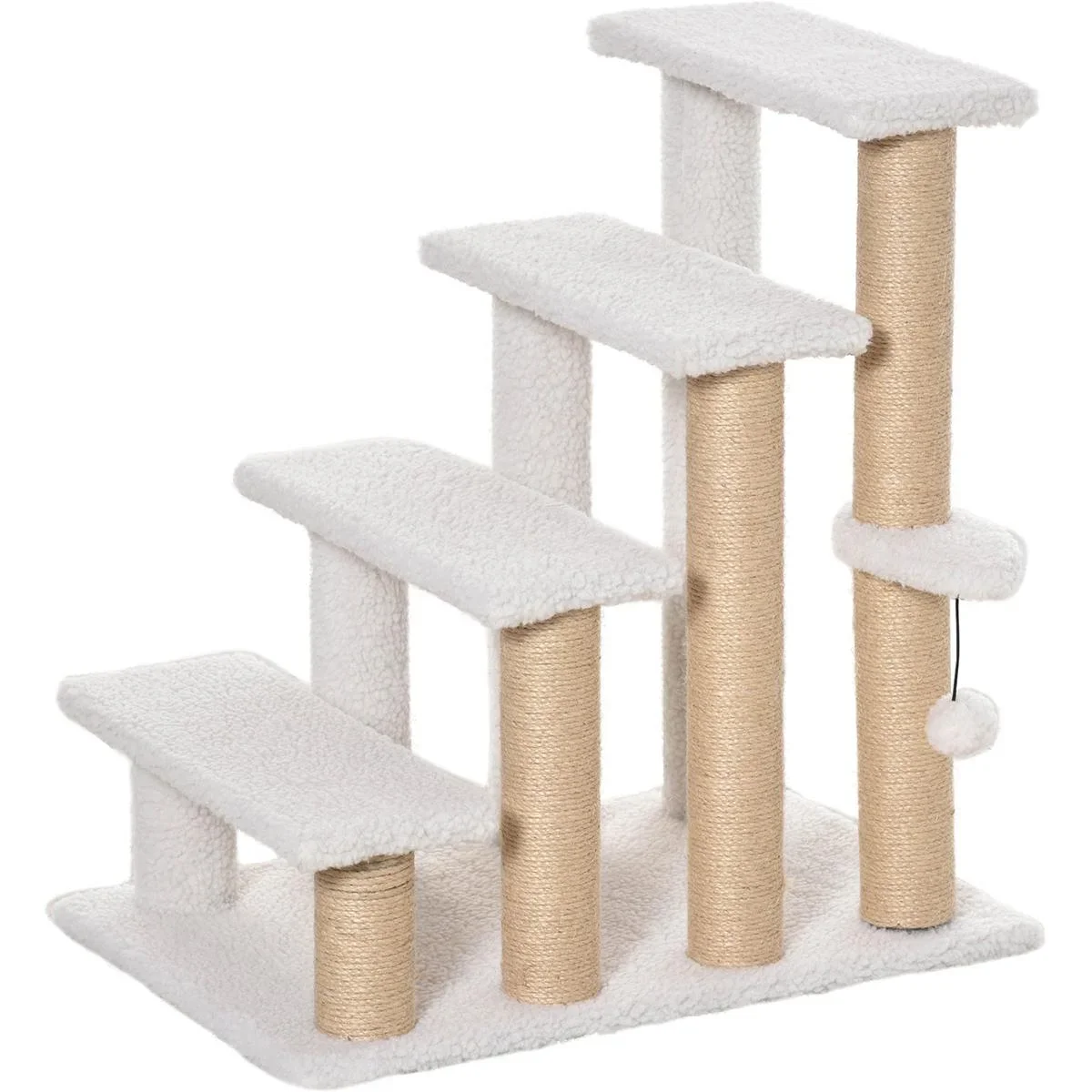 Haustiertreppe mit Krätzsäulen weiß - 4