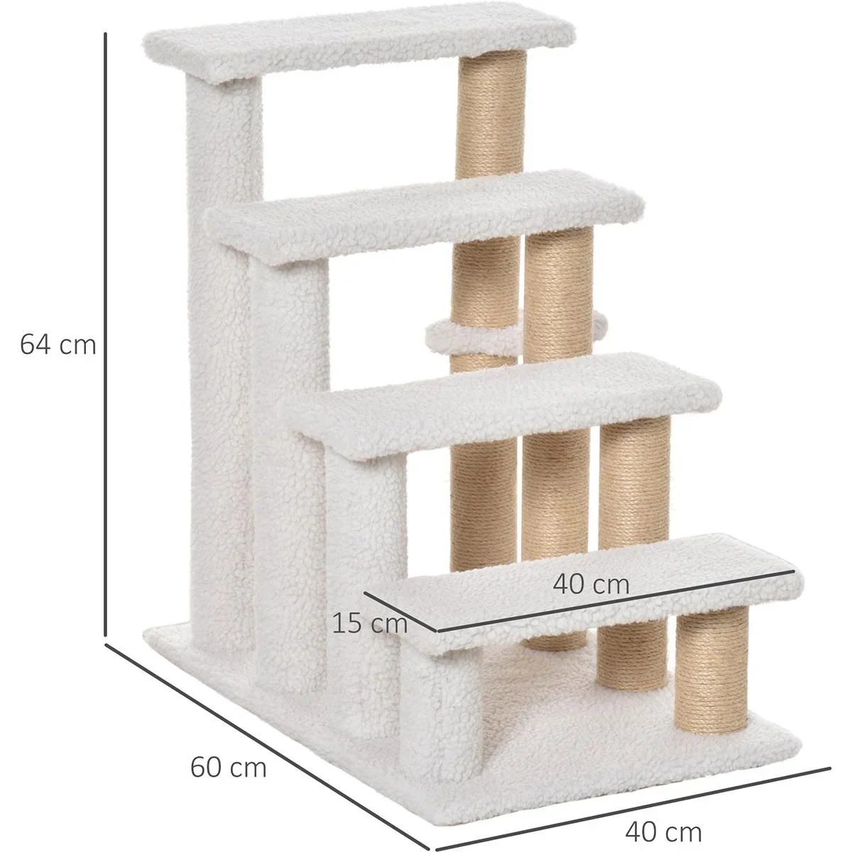 Haustiertreppe mit Krätzsäulen weiß - 5
