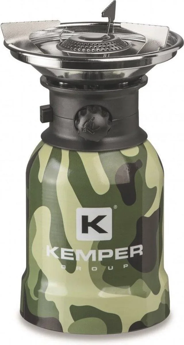 Camping-Gasbrenner aus Edelstahl mit Piezo-Zündung - 1 Brenner + 2 Gaskanister - 2