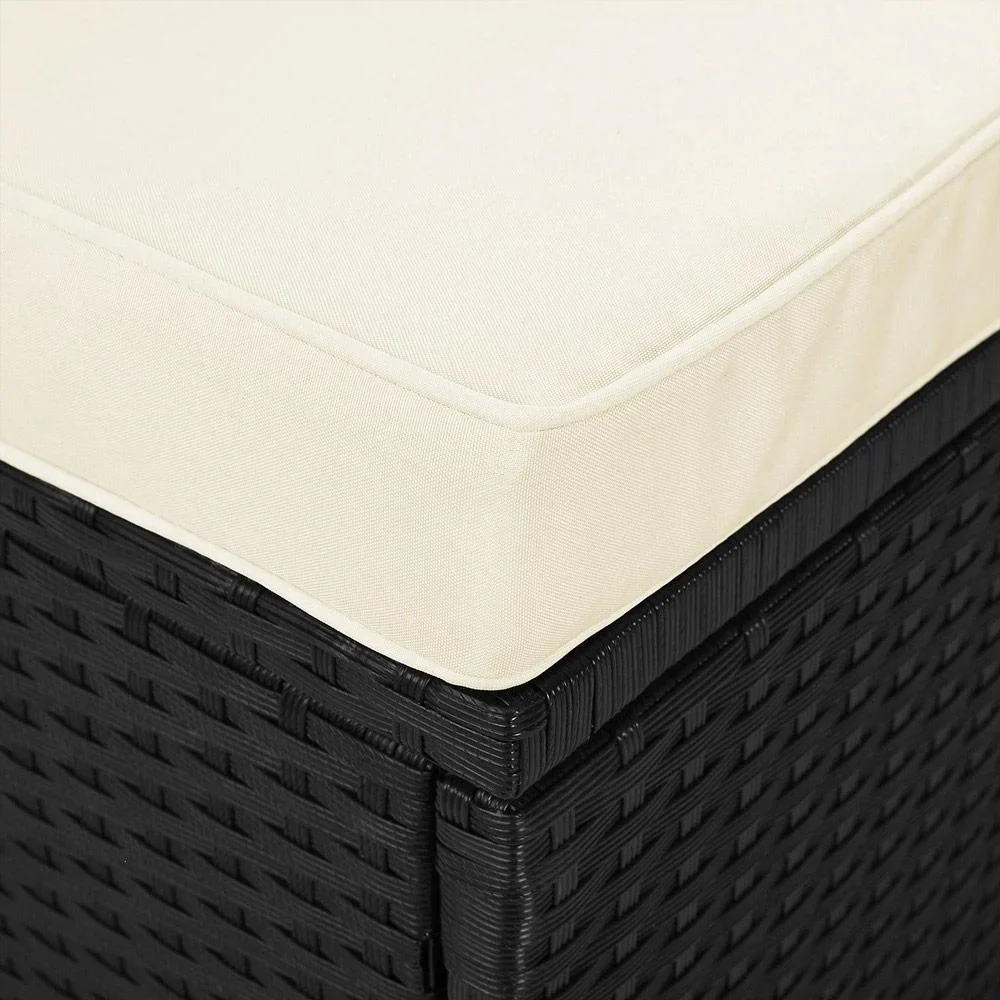 Liege mit Schiebedach Polyrattan schwarz/cremeweiß 195 x 60 x 39/145cm - 1