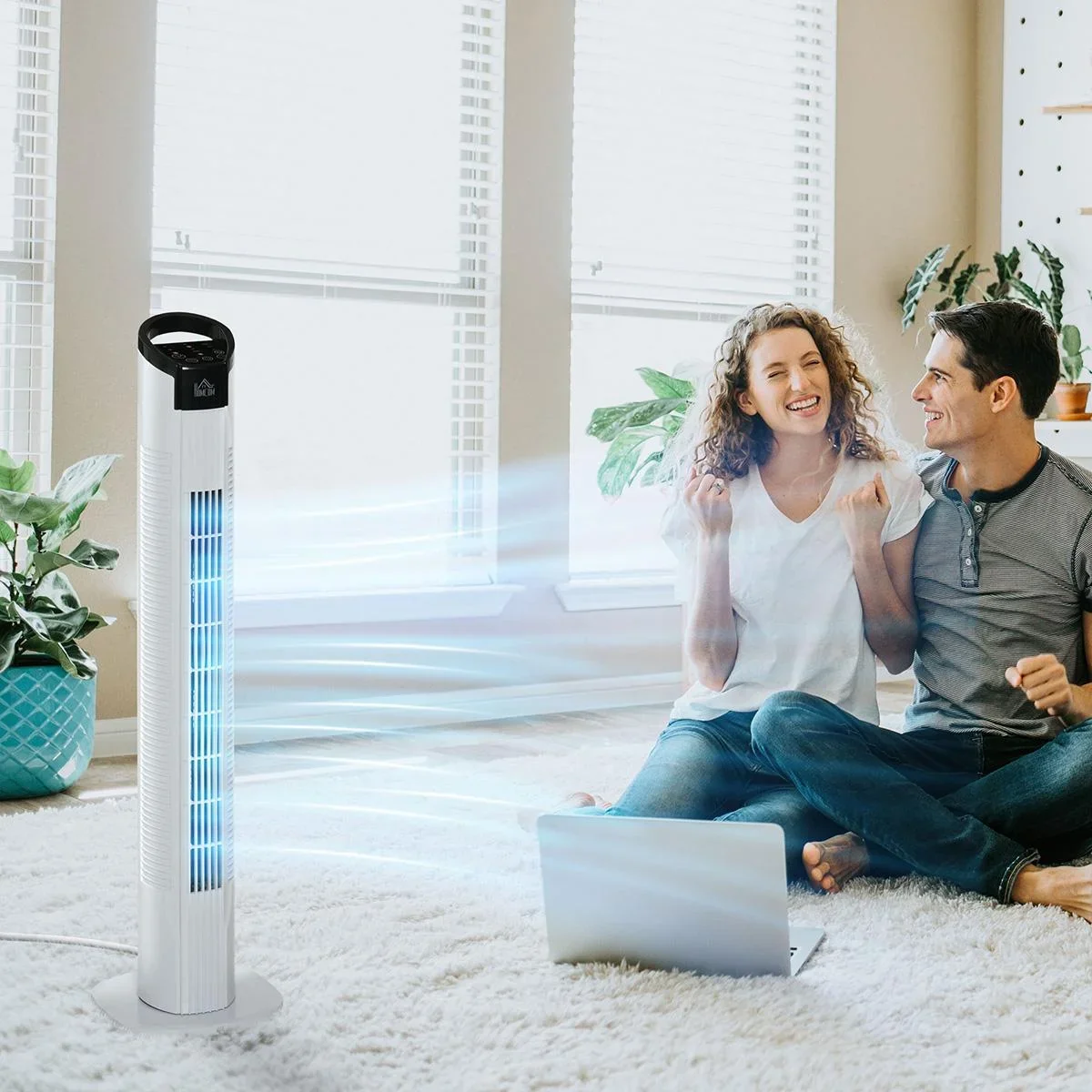 Turmventilator mit Fernsteuerung 70° Oszillierender Standventilator 78,5cm 50W 3 Modi & 3 Geschwindigkeiten Schwarz+Weiß - 3