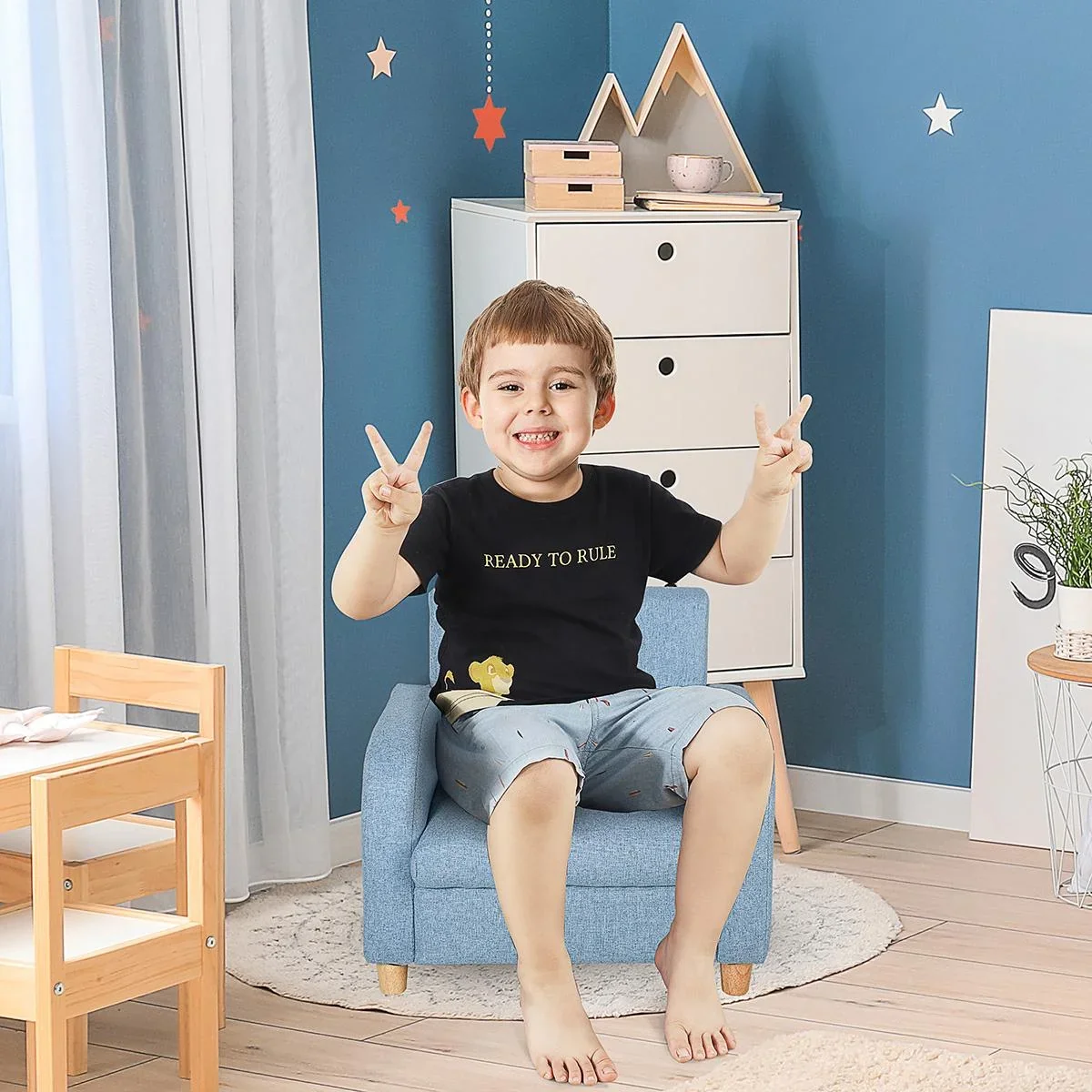 Kindersessel Kindersofa mit dickem Schaumstoff und dicken Sitzkissen Kindercouch Stuhl Liegesofa mit Anti-Rutsch-Füßen - 0