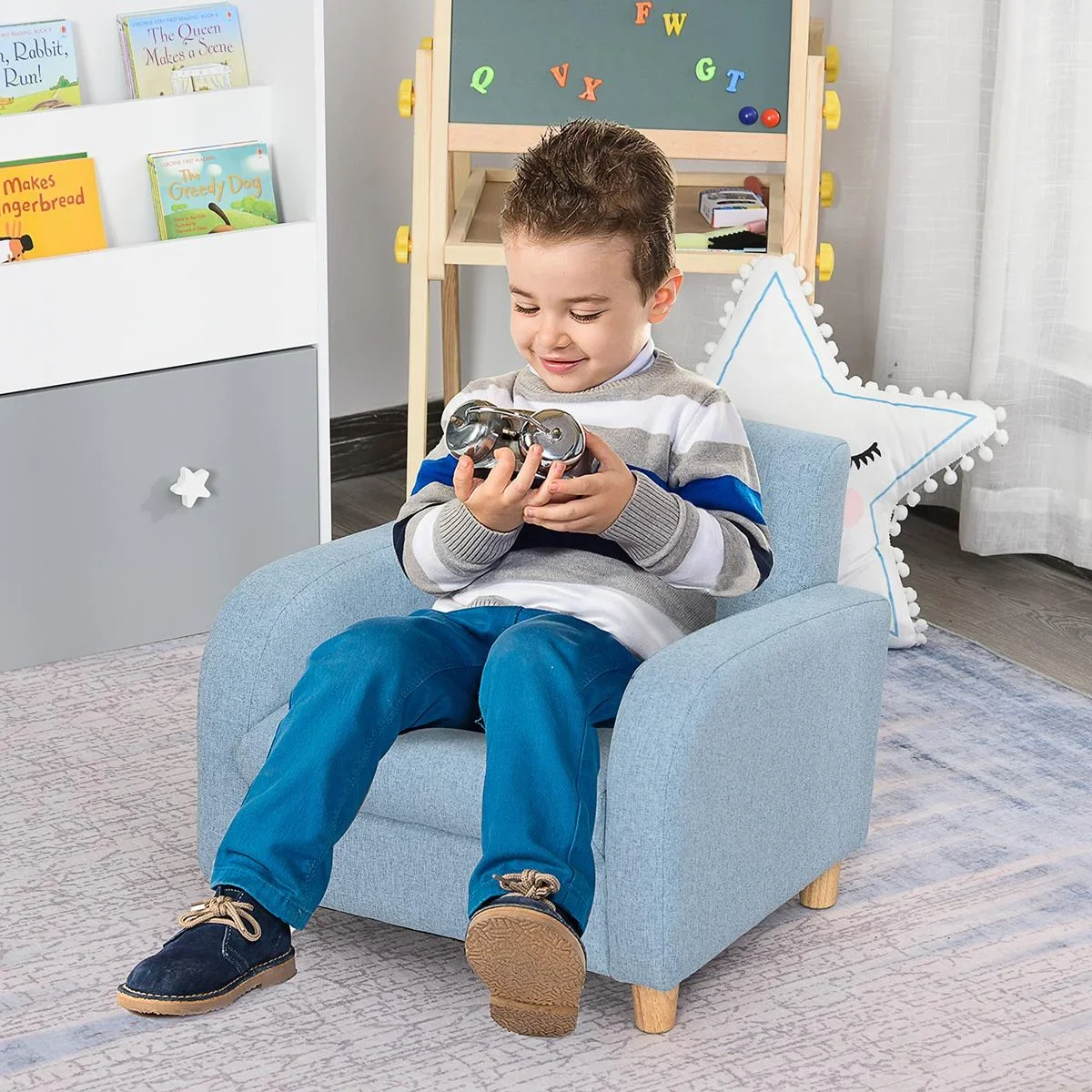 Kindersessel Kindersofa mit dickem Schaumstoff und dicken Sitzkissen Kindercouch Stuhl Liegesofa mit Anti-Rutsch-Füßen - 2