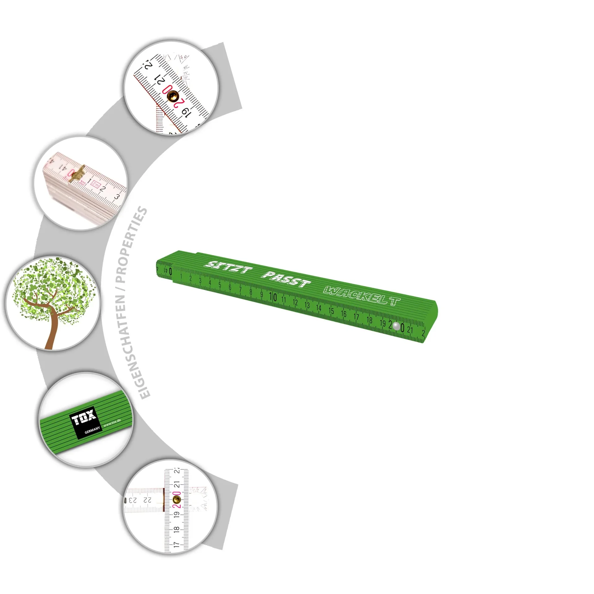 Meterstab 2 m "SITZT PASST WACKELT" - 1