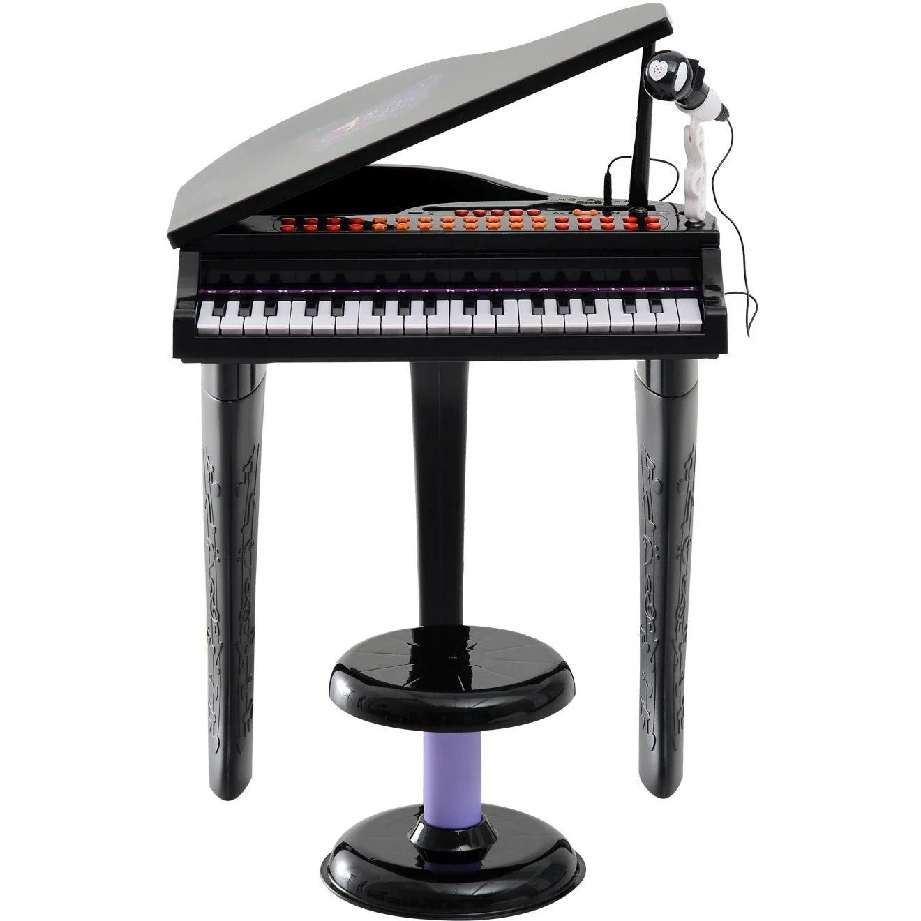 Kinderklavier Musikinstrument 37 Tasten MP3 USB inkl. Hocker schwarz - 2