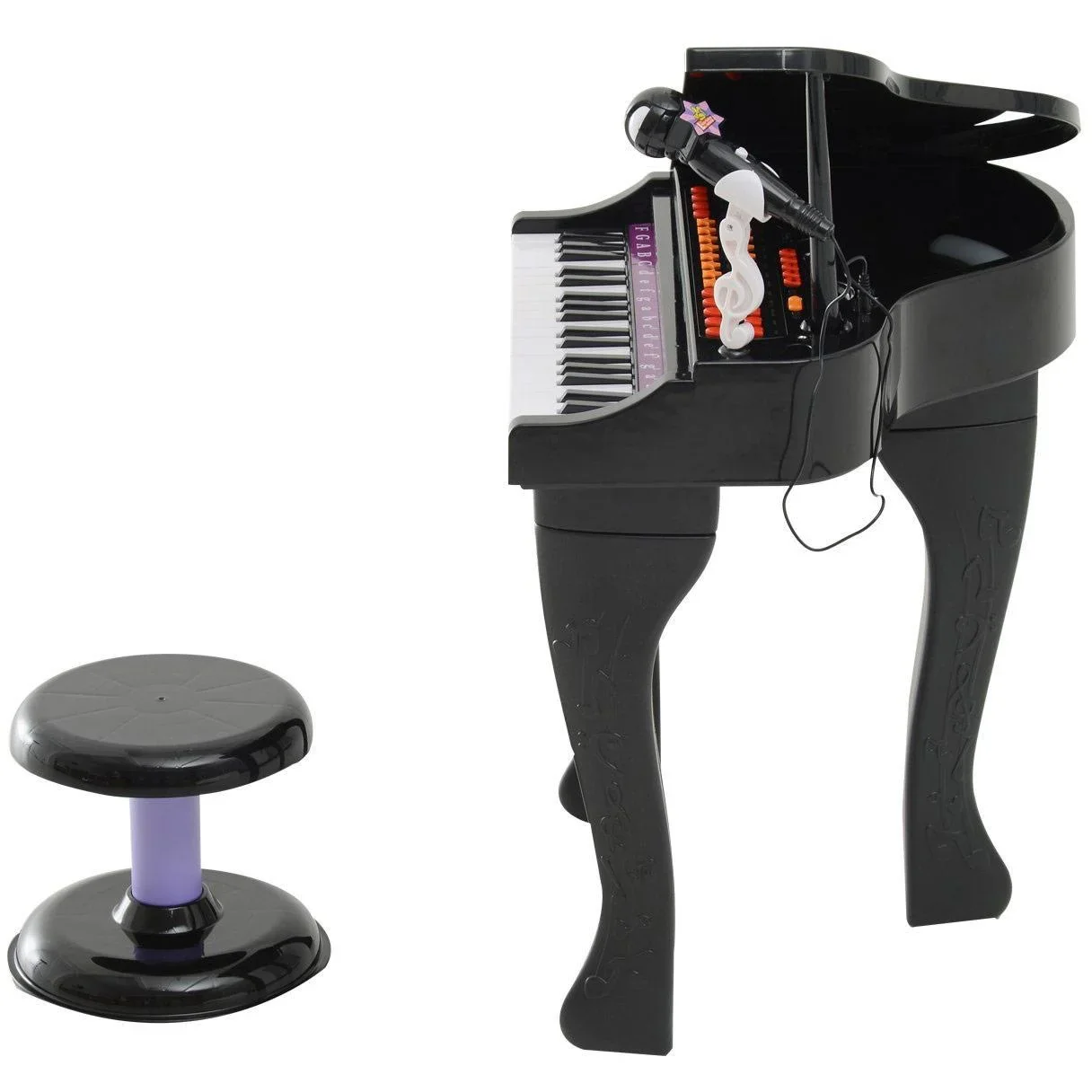 Kinderklavier Musikinstrument 37 Tasten MP3 USB inkl. Hocker schwarz - 4
