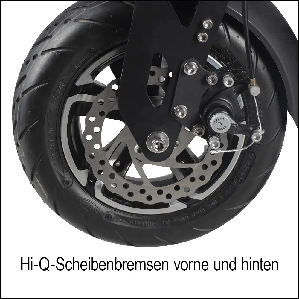 E-Roller "Camper" Safety 20 km/h inklusive Einkaufskorb, Blinkanlage und Gepäck-Case schwarz - 0