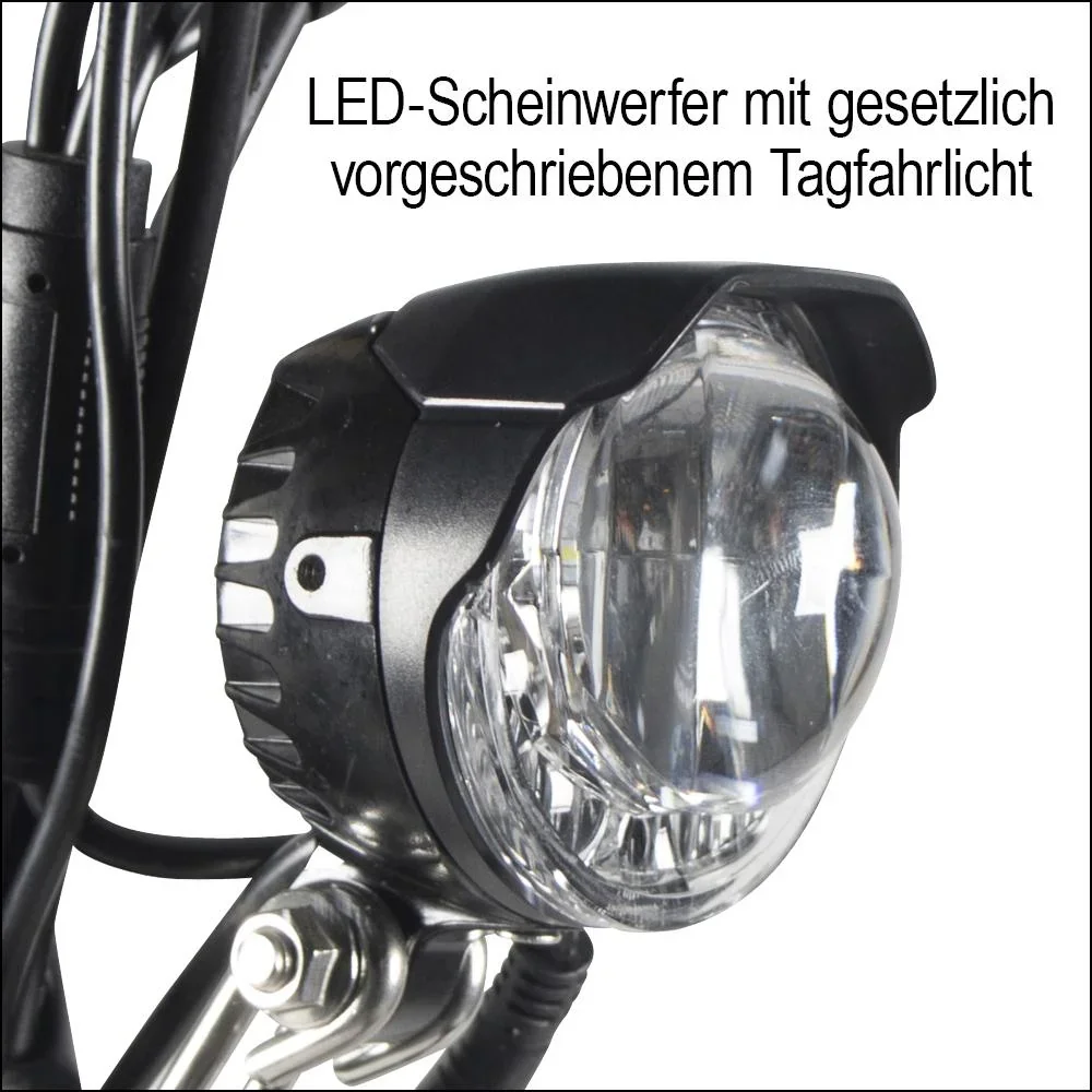 E-Roller "Camper" Safety 20 km/h inklusive Einkaufskorb, Blinkanlage und Gepäck-Case schwarz - 4