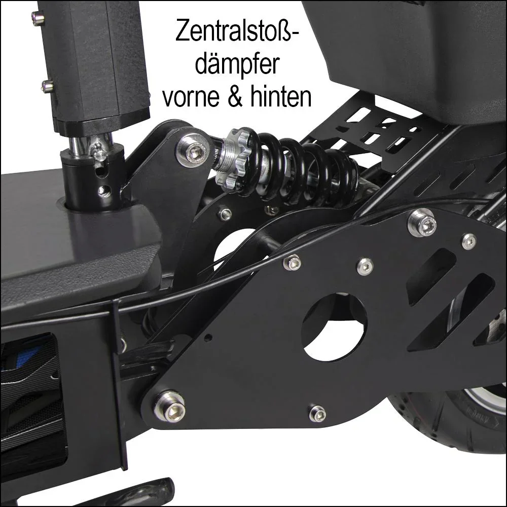 E-Roller "Camper" Safety 20 km/h inklusive Einkaufskorb, Blinkanlage und Gepäck-Case schwarz - 6