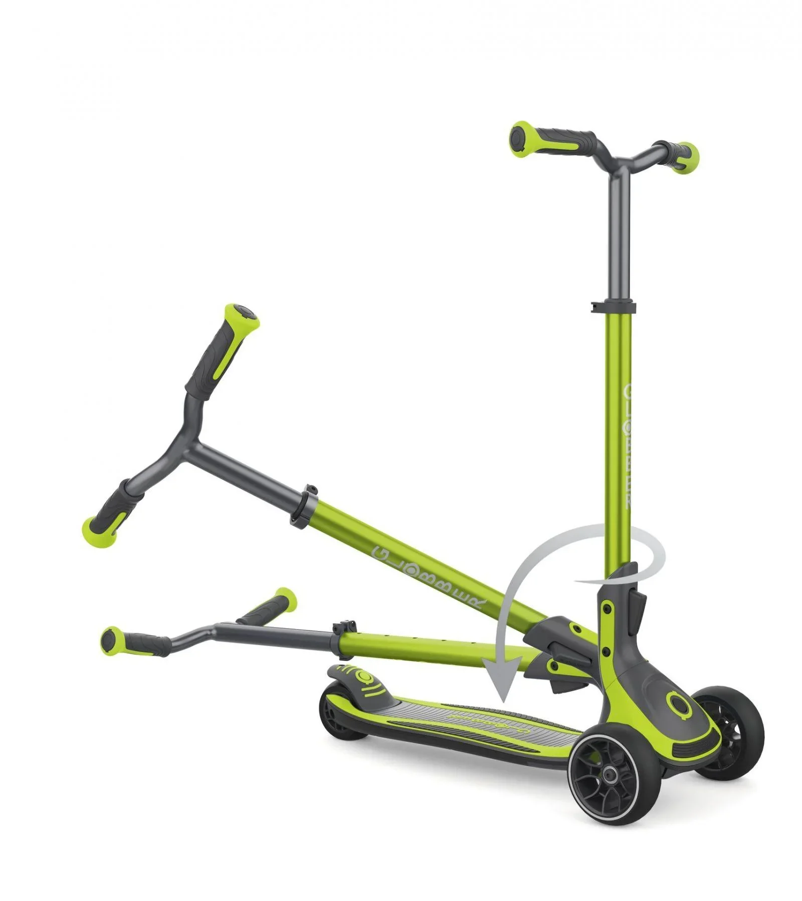 ULTIMUM   Tretroller Kinder Erwachsene, 125/90 mm extra breit, ABEC 7, 3-rädrig, höhenverstellbar, lime grün - 1