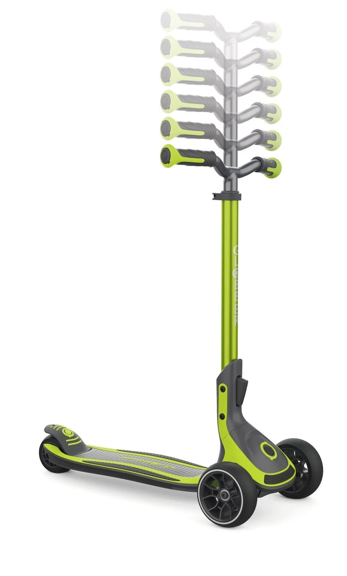 ULTIMUM   Tretroller Kinder Erwachsene, 125/90 mm extra breit, ABEC 7, 3-rädrig, höhenverstellbar, lime grün - 5