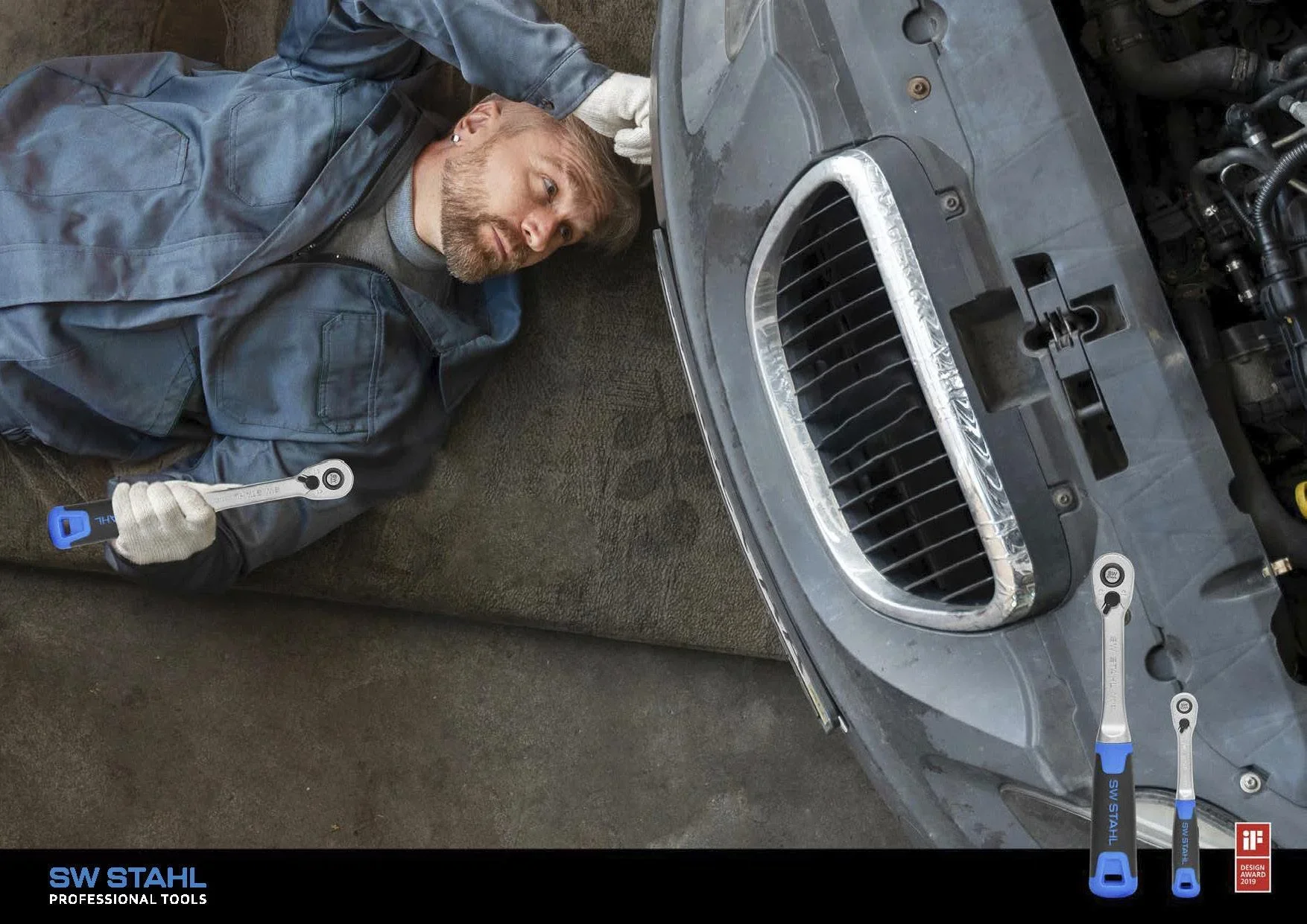 Umschaltknarrensatz, 1/4" und 1/2", schlanke Ausführung, 2-teilig - 1