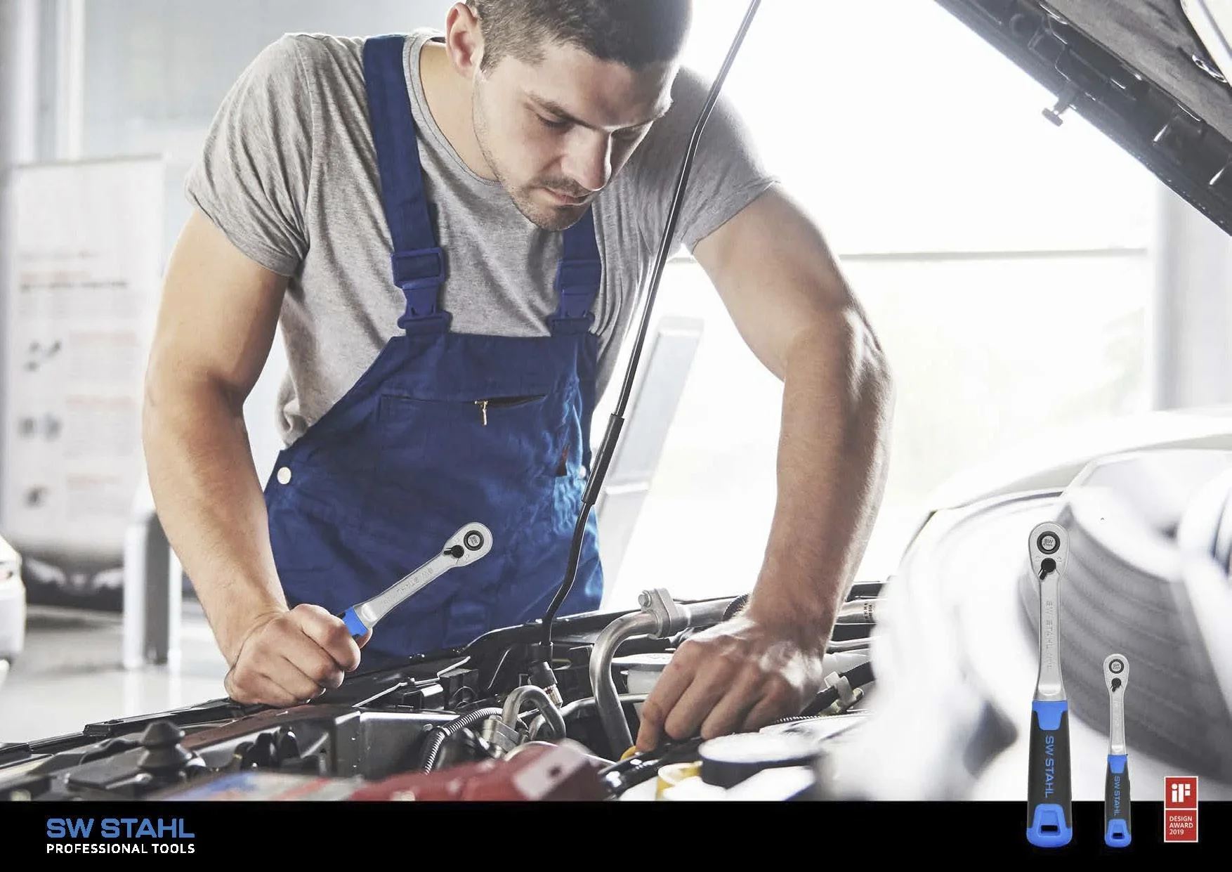 Umschaltknarrensatz, 1/4" und 1/2", schlanke Ausführung, 2-teilig - 2