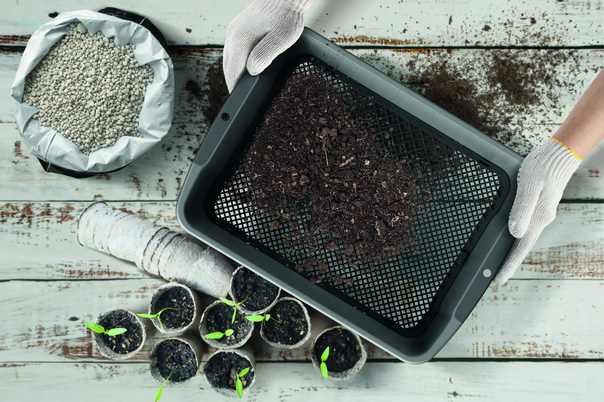 Gartensieb RESPANA, schwarz, 394 x 300 x 110 mm - 1