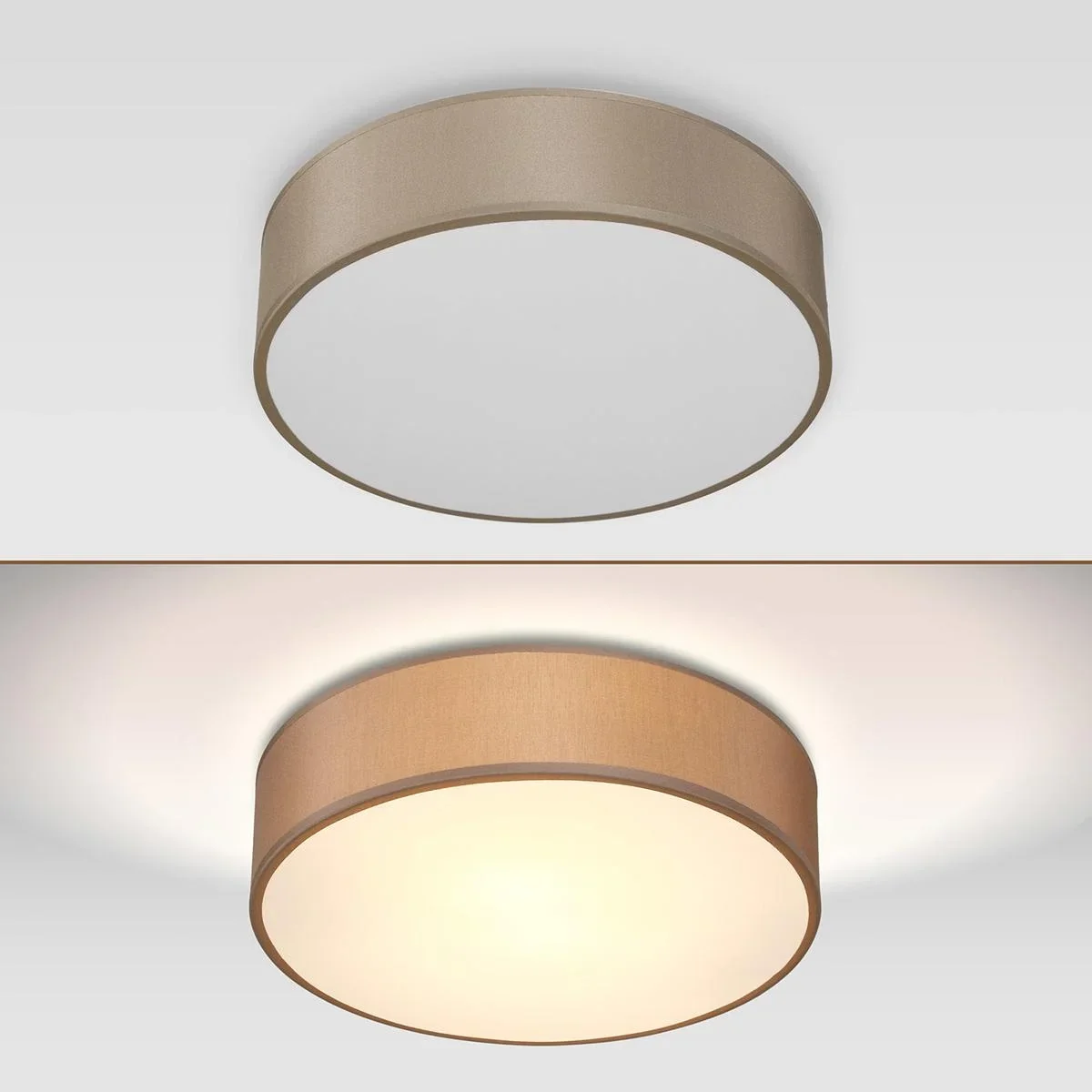 Deckenleuchte - Taupe - Stoff - Ø38cm - 1