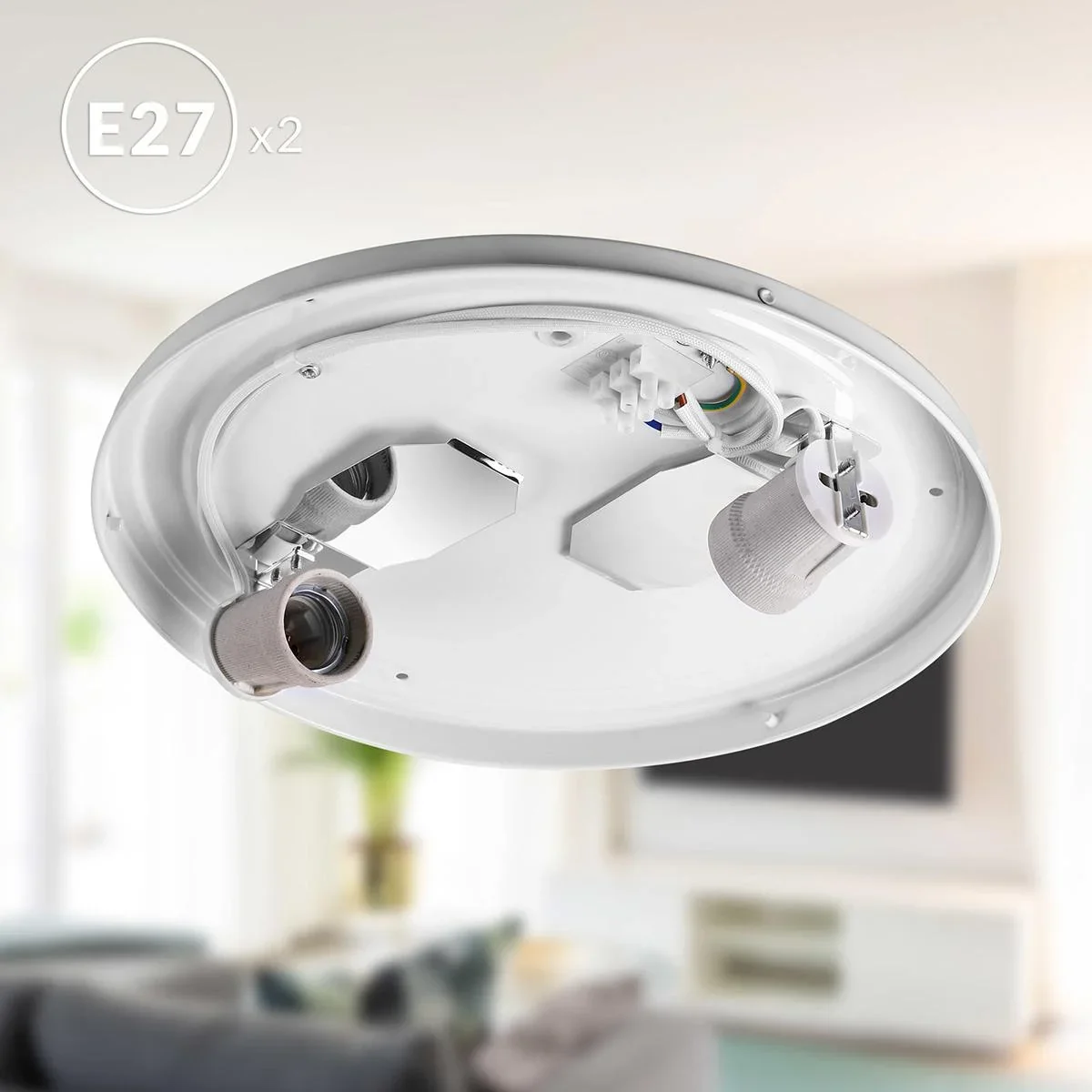 Deckenleuchte - Taupe - Stoff - Ø38cm - 4