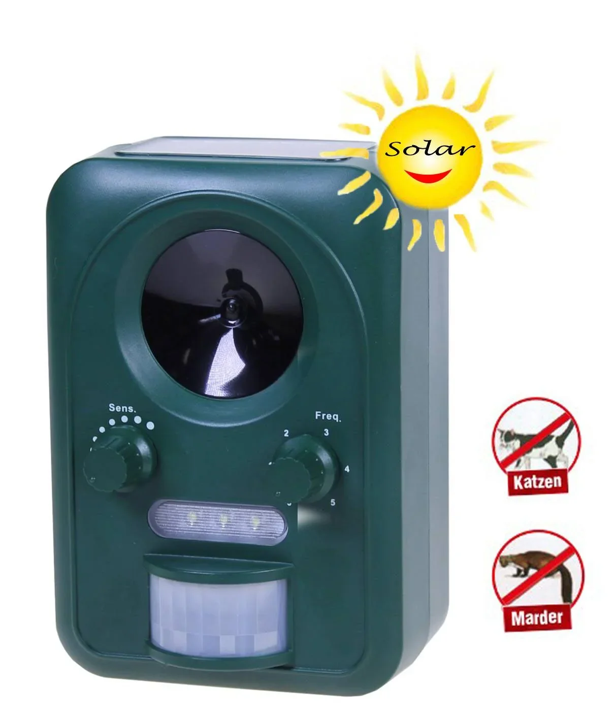 Universal Solar-Tiervertreiber mit Ultraschall & Blitzlicht - 0