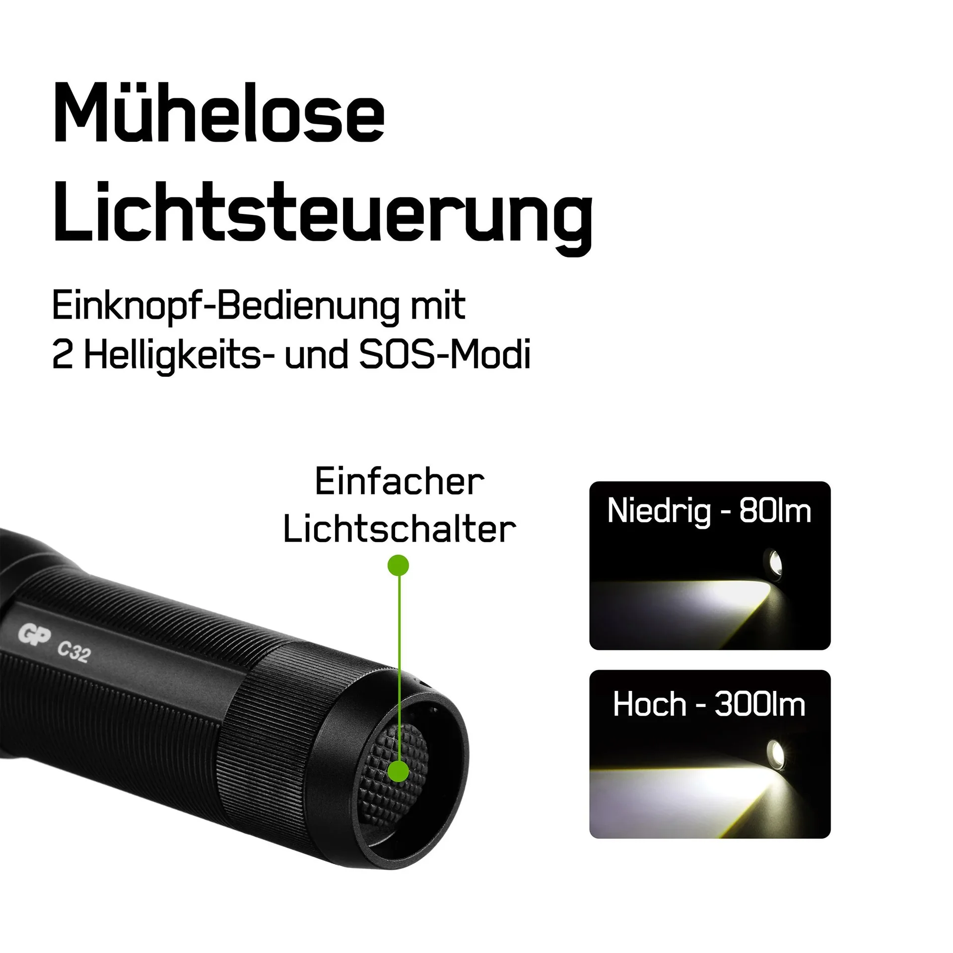 DISCOVERY Taschenlampe mit CRE LED und 300 Lumen, IPX4 - 6